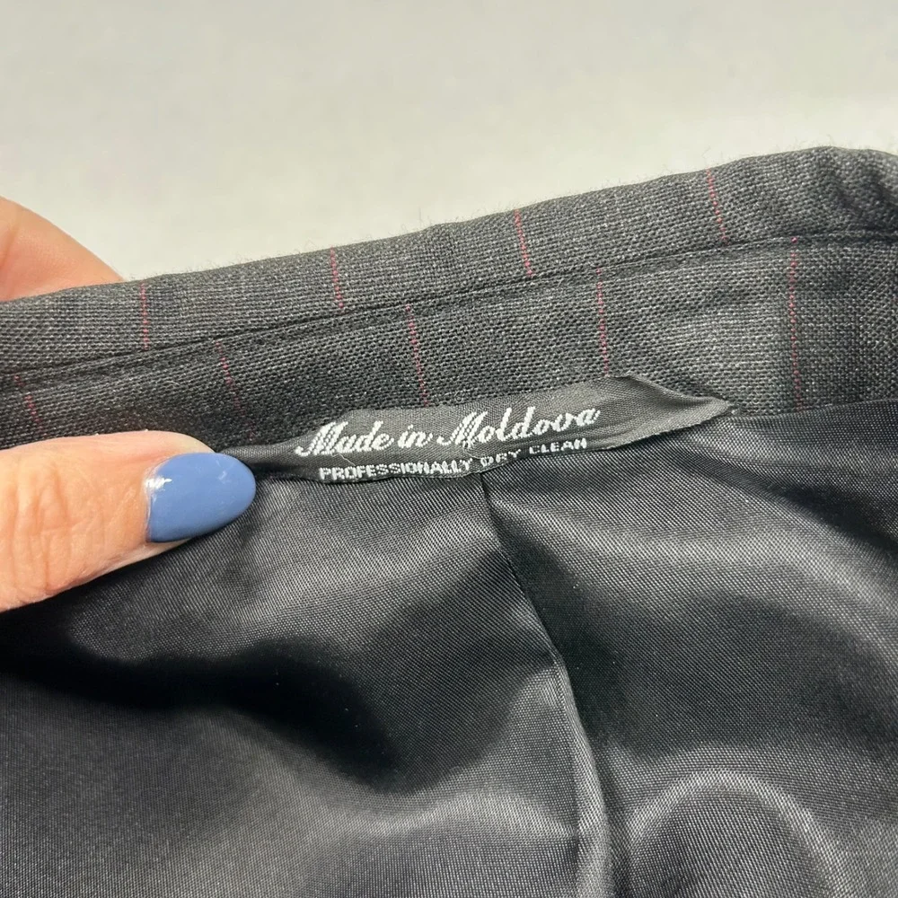 Kilburne‎ & Finch Mens 42L Blazer Charcoal Gray Pinstripe Wool Blend Suit Jacket